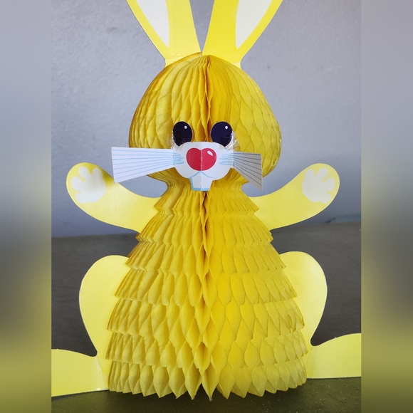 Vintage Honeycomb Accordian Easter Rabbit Decor - Rare! - Picture 4 of 8